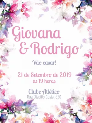 Convite Casamento Florido Aquarela