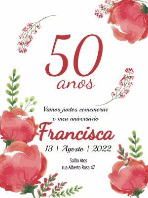 Convite de aniversário 50 anos Floral