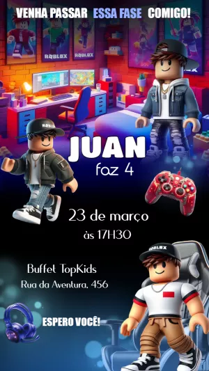 Convite Aniversário Roblox Menino