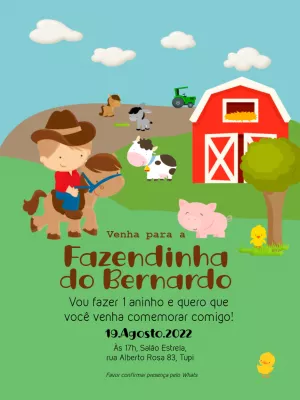 Convite aniversário Fazendinha