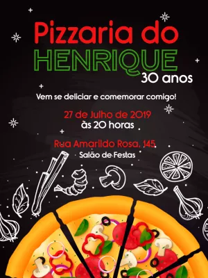 Convite online de pizzaria edite grátis