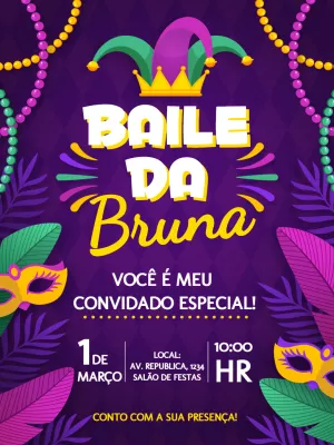 Convite online carnaval editar grátis