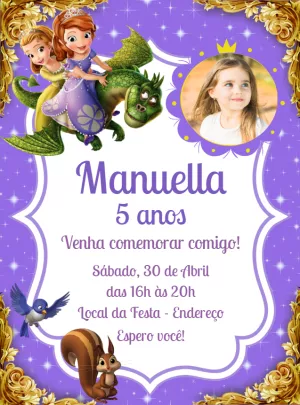 Princess Sofia Birthday Invitation with Photo