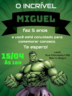 Fazer convite online convite digital aniversário hulk