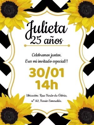 Hacer invitación en línea invitación de girasol de cumpleaños digital