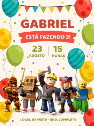 Convite aniversário Roblox - Edite grátis com nosso editor online