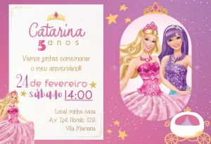 Convite Barbie Princesa Digital Virtual Whatsapp