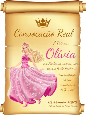 Convite de Aniversário Barbie 08 - Edite grátis com nosso editor