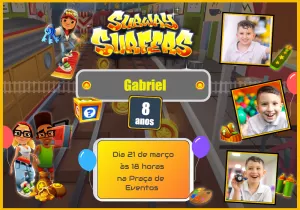 Fazer convite online convite digital Subway surfers - Edite grátis com  nosso editor online