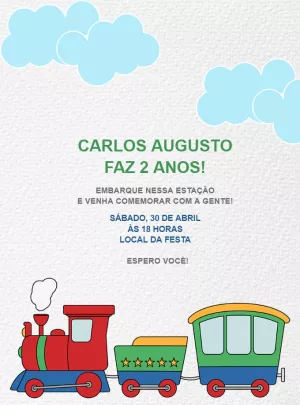 Invitación de cumpleaños del tren