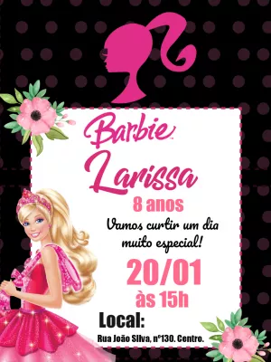 Convite De Aniversário Barbie Rosa Edite Online