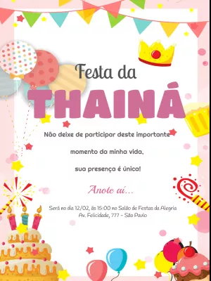 ▷ Convite de Aniversário Infantil Menina personalizado grátis