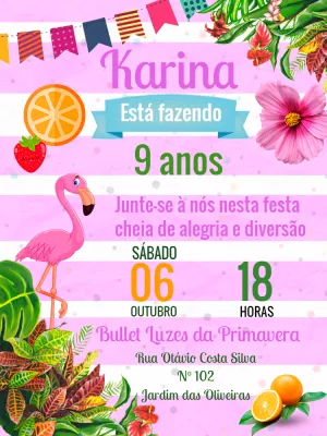 Tropical Flamingo Birthday Invitation