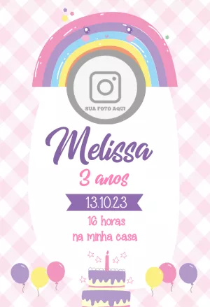 Rainbow Birthday Invitation with photo