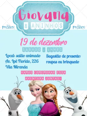 Convite Animado Virtual Frozen Grátis para Baixar e Personalizar