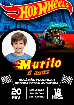 HotWheels birthday invitation with photo