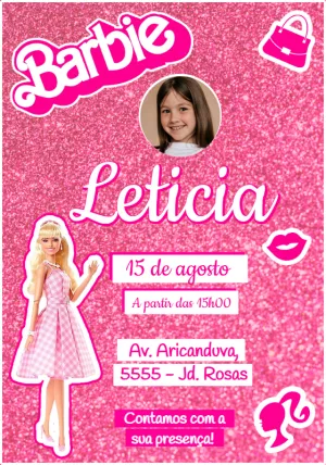 Convite Digital Barbie Virtual Online Whatsapp E-mail