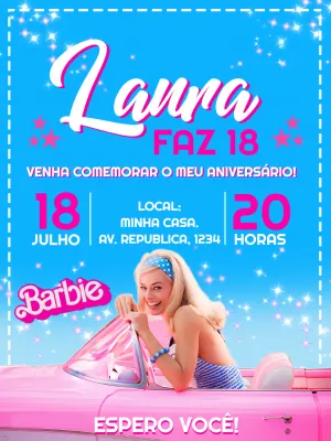 Convite Barbie Filme para editar