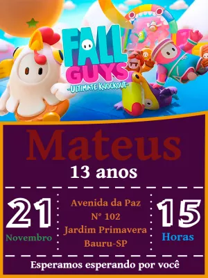 Fazer convite online convite digital aniversário Stumble Guys em