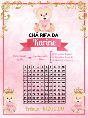 Princess Bear raffle tea invitation