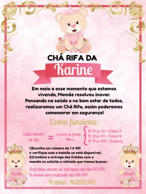 Princess Bear raffle tea invitation