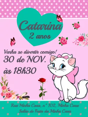 Convite Gatinha Marie Digital Virtual Whatsapp