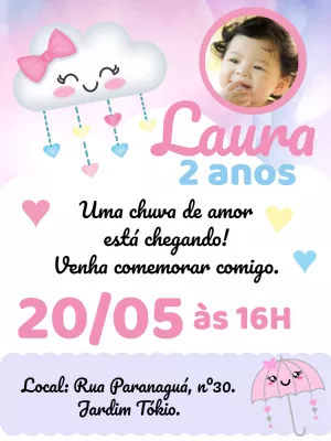 Convite Aniversário Chuva de Amor Menino Edite Online