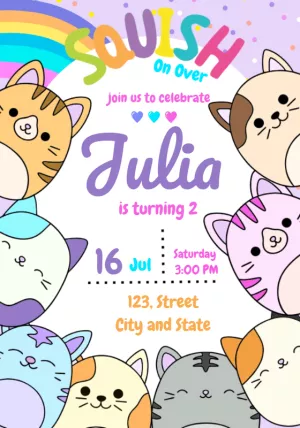 Squishmallow Themed Birthday Invitation