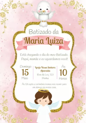 Pink Girl Christening Invitation