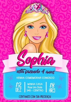 📌 Fazer convite online, convite digital aniversário Barbie em 2023