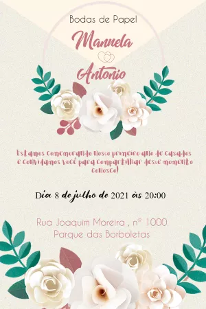 Convite online bodas de papel editar grátis