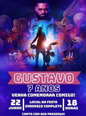 Convite aniversário Space Jam