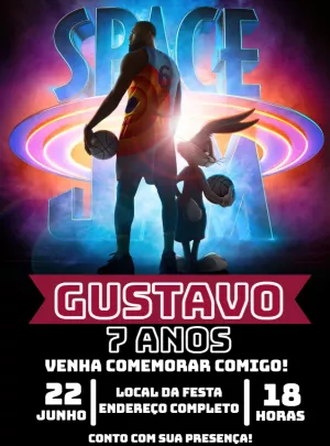 Convite aniversário Space Jam