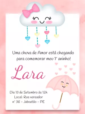 Convite Virtual Animado Chá de Bebê Chuva de Amor/Benção 