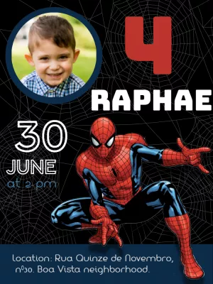 Make online invitation digital birthday invitation spider man with photo