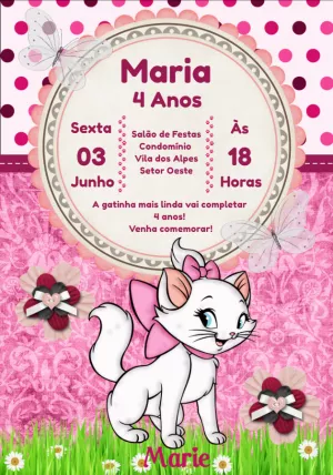 Convite Animado Gatinha Marie, Convite Animado Gatinha Marie, By  Brincando Arte Digital