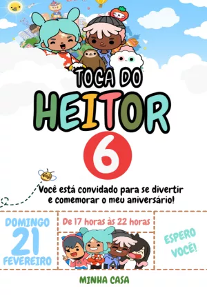 Convite de Aniversário Toca Life World Infantil Grátis - Imagem Legal