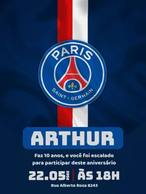 Paris Saint Germain PSG birthday invitation