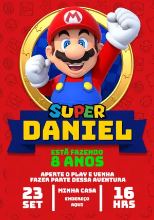 Procura um Convite Super Mario Grátis ? Baixe Grátis este kit