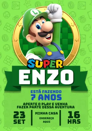 Convite De Aniversário Super Mario Yoshi Edite Online