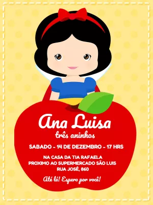 Convite online branca de neve editar grátis