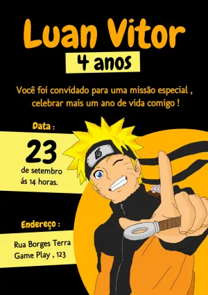 Convite Aniversário Naruto