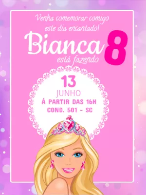 Convite De Aniversário Barbie Balão Edite Online