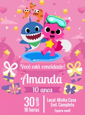 Convite aniversário Baby Shark