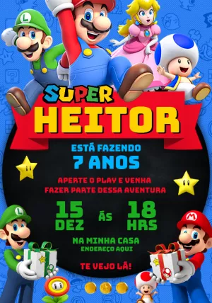 Convite Aniversário Super Mario Bros World