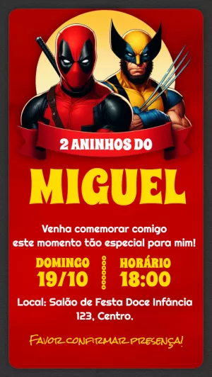 Deadpool and Wolverine Birthday Invitation