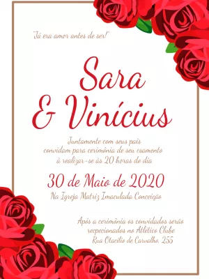 Convite de Casamento Rosa Vermelha para editar e para imprimir  Convite  casamento online, Fazer convite de casamento, Convite de casamento virtual