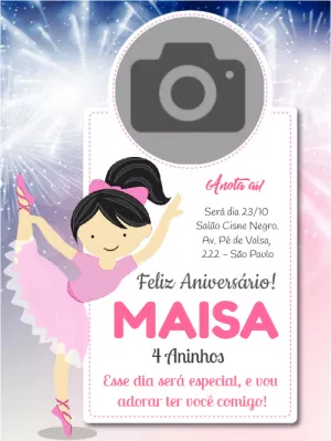 Ballerina birthday invitation with photo