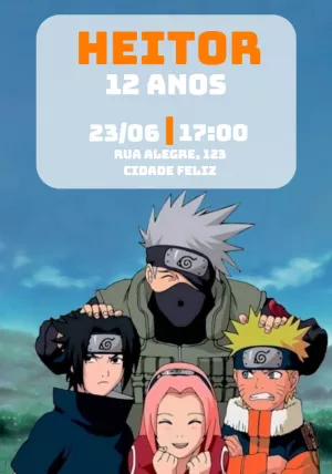 Convite De Aniversário Akatsuki Colorido Edite Online