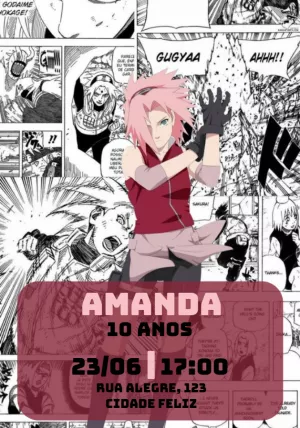 Convite De Aniversário Akatsuki Colorido Edite Online